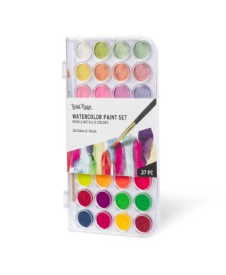 Essential Watercolor Paint Set: Neon & Metallic Colors