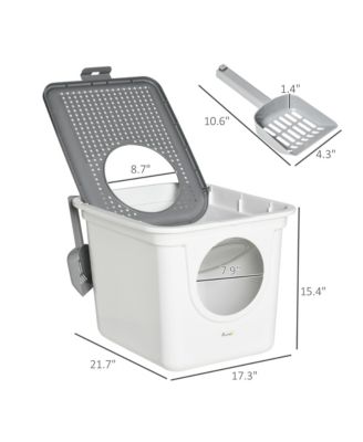 Cove Cat Litter Box, Kitty Litter Box with Scoop,