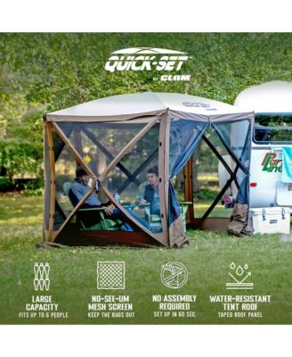 PortableCanopy Shelter, Brown w/ Clam Quick Set Wind & Sun Panels (3 Pack