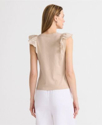 Women's Embroidered Ruffle Tank Top