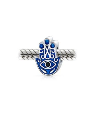 Блестящие ювелирные изделия Голубая Хамса Ручной Работы, Сглаз, Бусина-талисман на удачу в браслетах из чистого серебра