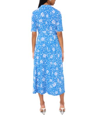 Женское миди-платье с поясом на молнии и цветочным принтом от MSK