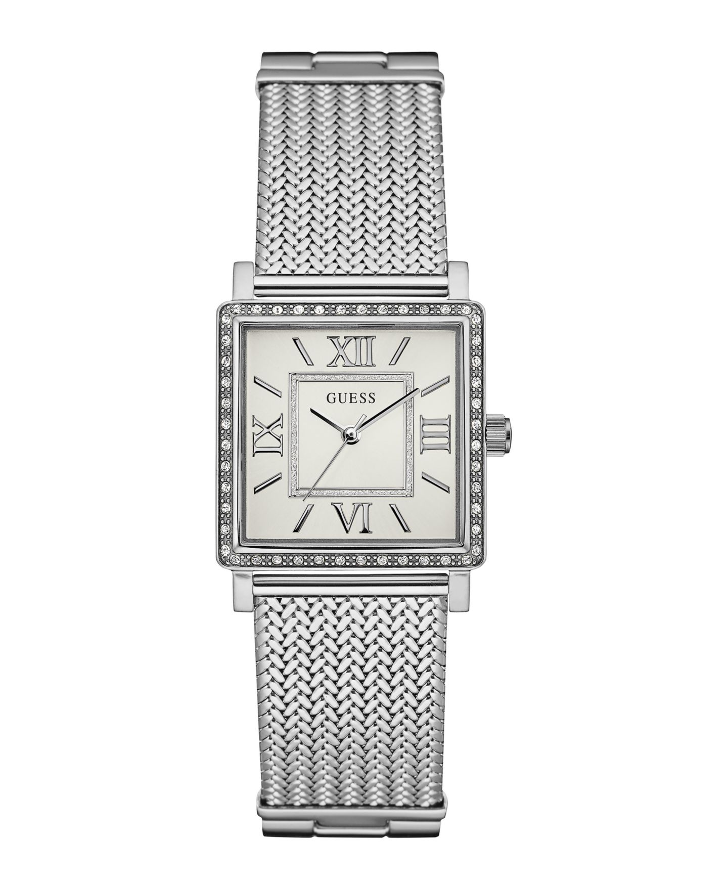 Женские часы GUESS Analog Silver-Tone Mesh Watch, 28mm — фото 1