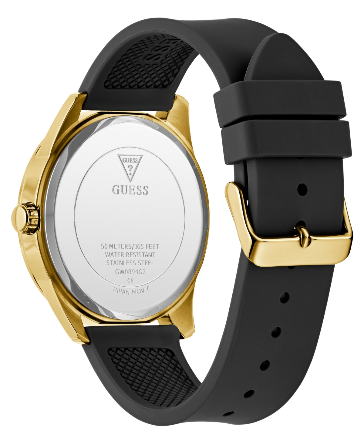 Guess Men's Analog Black Silicone Watch, 44mm In Black