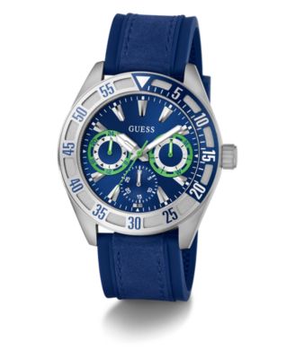 Men's Multifunction Blue Silicone Watch, 44mm