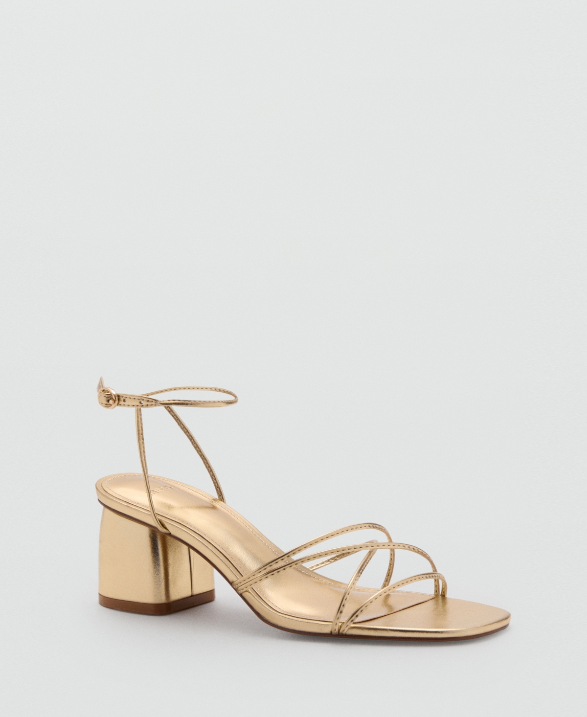 Shop Mango Women's Crossed Strap Heeled Sandals In Gold