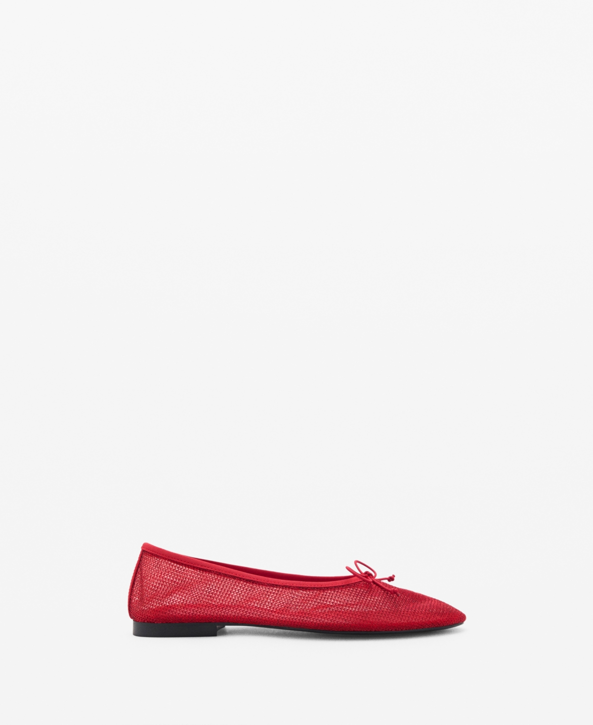 MANGO WOMEN'S MESH BOW BALLERINA SHOES 