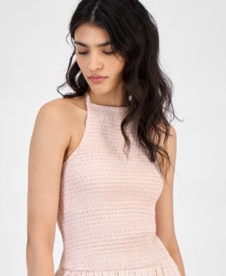 Women's Cotton Gingham Smocked Halter Maxi Dress, Exclusively at Macy's