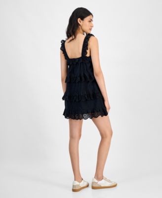 Women's Eyelet Cotton Tiered Mini Dress, Exclusively at Macy's