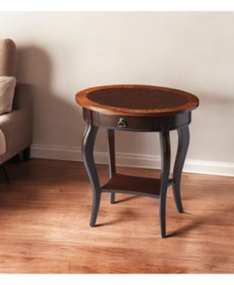 Wood Oval Coffee Table with Drawer and Shelf for Storage and Display