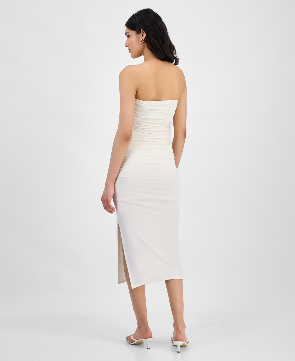 Bar Iii Women's Strapless Keyhole Ruched Midi Dress, Exclusively At Macy's
