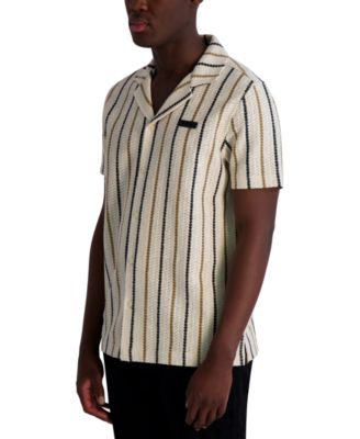 Мужская лагерная рубашка в полоску с коротким рукавом и пуговицами спереди от KARL LAGERFELD PARIS