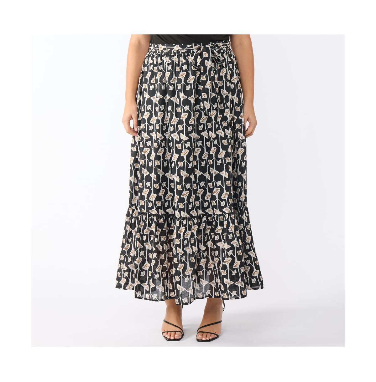 Plus Size Sea Lily Tiered Skirt - Print