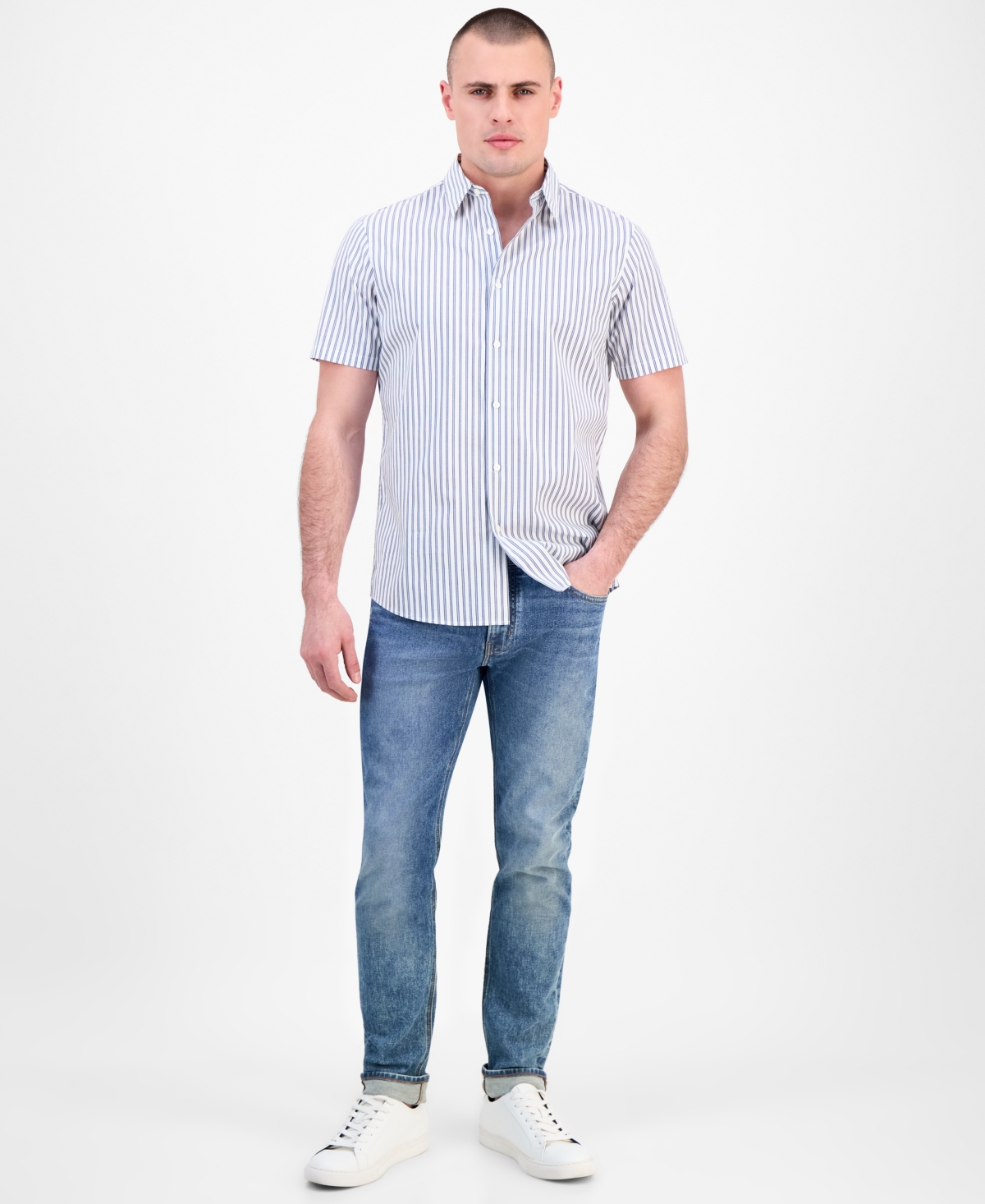 Michael Kors Stretch Short Sleeve Button Front Shirt