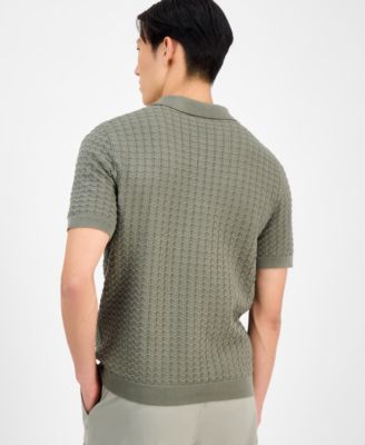 Alfani Mens Textured Sweater Polo Shirt Exclusively at Macys 9190₽