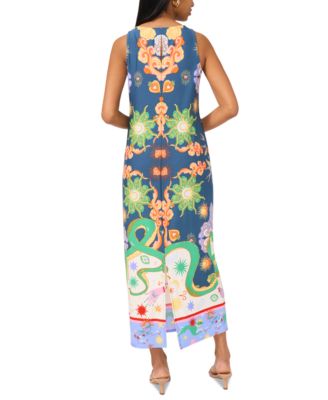 Женское макси-платье без рукавов со смешанным принтом от MSK