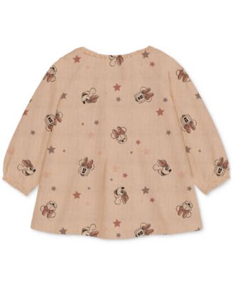 Baby Girls Cotton Minnie Mouse Gauze Top & Denim Pants, 2 Piece Set