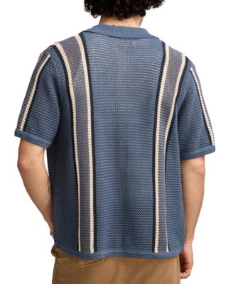 Мужская рубашка в полоску с коротким рукавом и пуговицами спереди от бренда Lucky