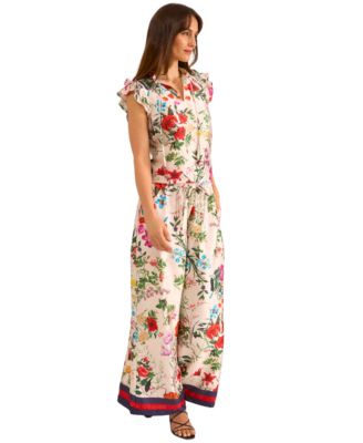 Women's Floral-Print Drawstring Wide-Leg Pants