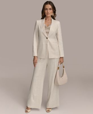 Женские жаккардовые брюки из льняной смеси Donna Karan New York с широкими штанинами