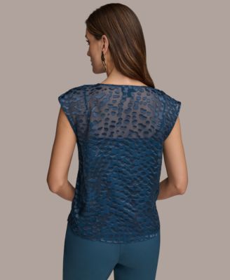 Женская выгоревшая блузка Donna Karan New York с V-образным вырезом