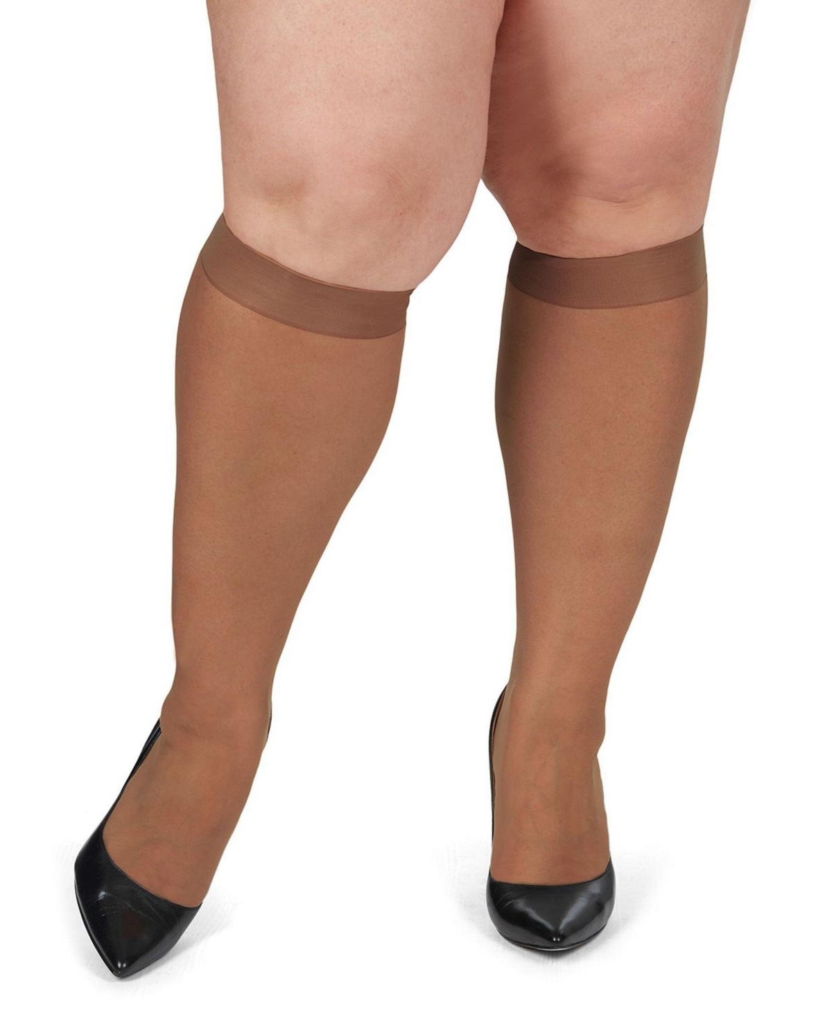 Memoi Women's 2 Pair Pack Ultra Sheer Plus Curvy Knee Highs Mm-4205 In Utopia
