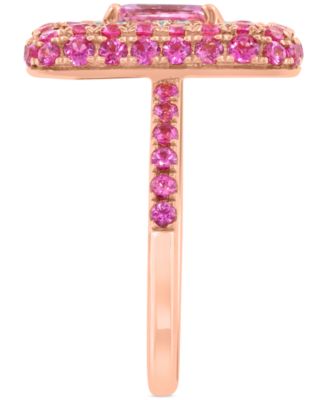 EFFY&reg; Pink Sapphire (2-1/10 ct. t.w.) & Diamond (1/10 ct. t.w.) Octagon Multi Halo Statement Ring in 14k Rose Gold