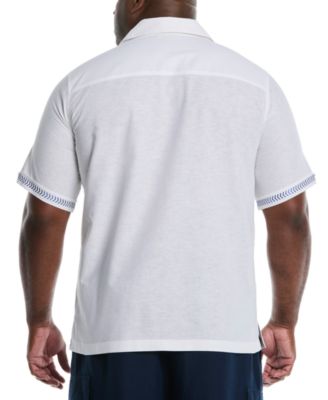 Мужская рубашка Cubavera Big & Tall классического покроя с вышивкой в виде листьев из льняной смеси на пуговицах Camp от Cubavera