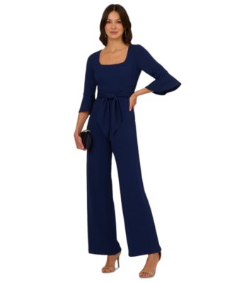 Women's Square-Neck Bell-Sleeve Wide-Leg Jumpsuit