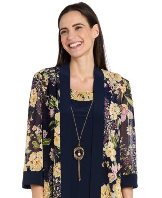 Petite Necklace Sheath Chiffon-Jacket Dress 