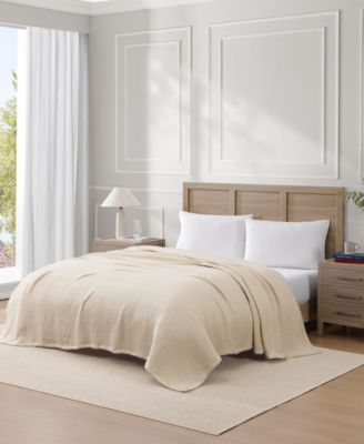 Running Stitch Solid Cotton Blanket, King