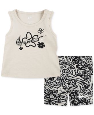 Nike - Baby Girls Wild Flower Tank Top & Printed Bike Shorts, 2 Piece Set