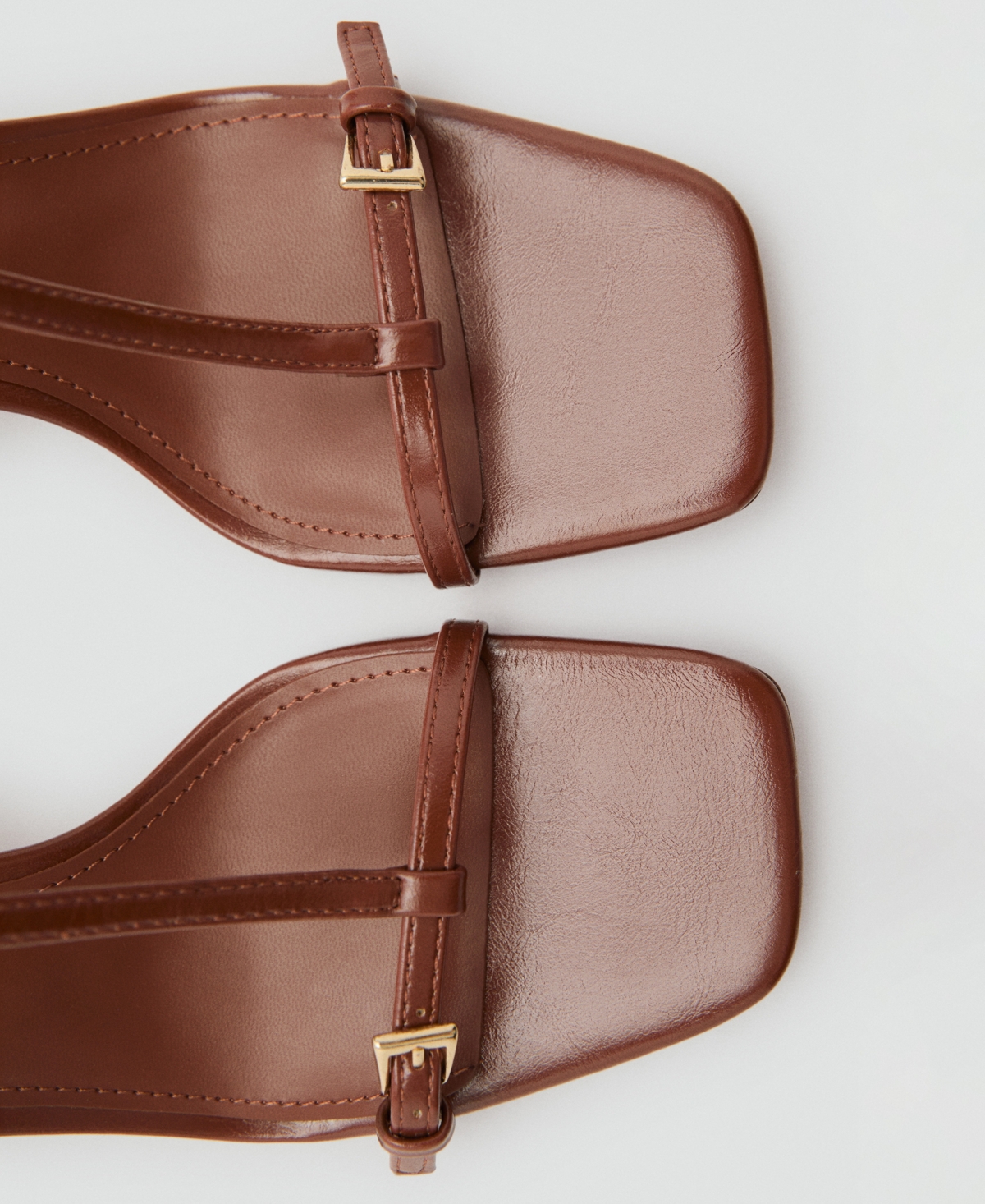 Mango High-heeled Sandals With Buckle Straps Leather In Leather