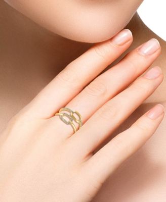 Diamond Chain Link Double Row Ring (1/6 ct. t.w.) in 14k Gold