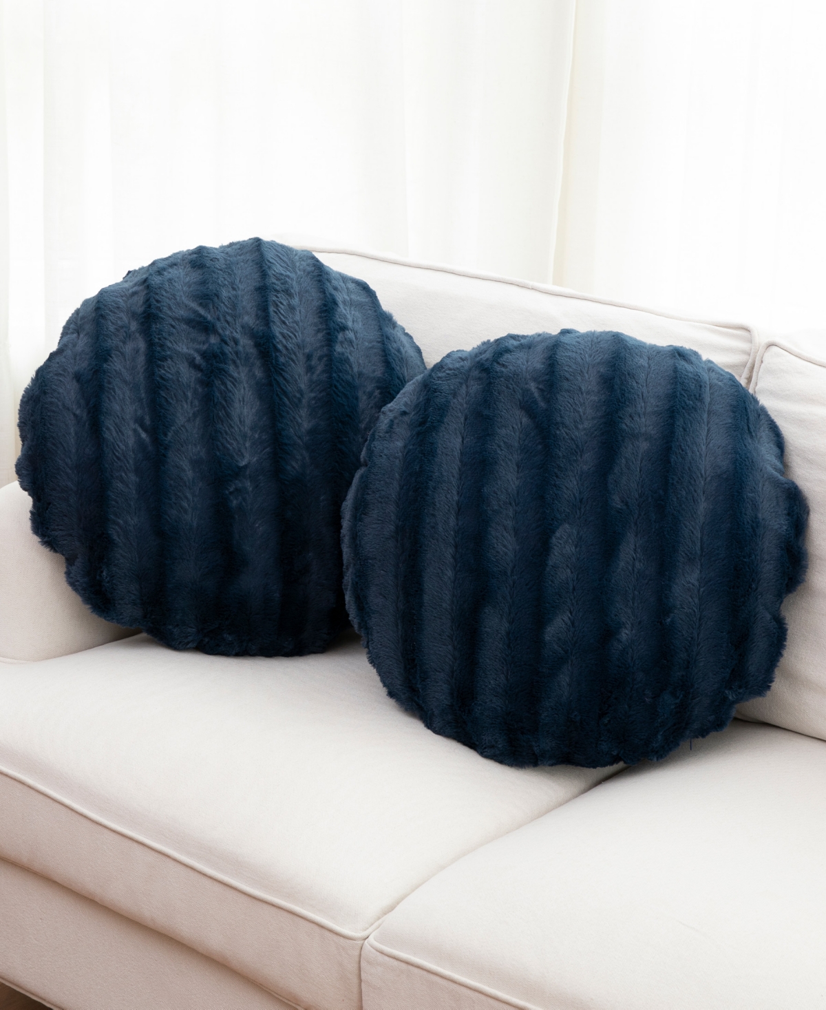 Cheer Collection Decorative Round Pillow Set, 18" X 18" In Blue