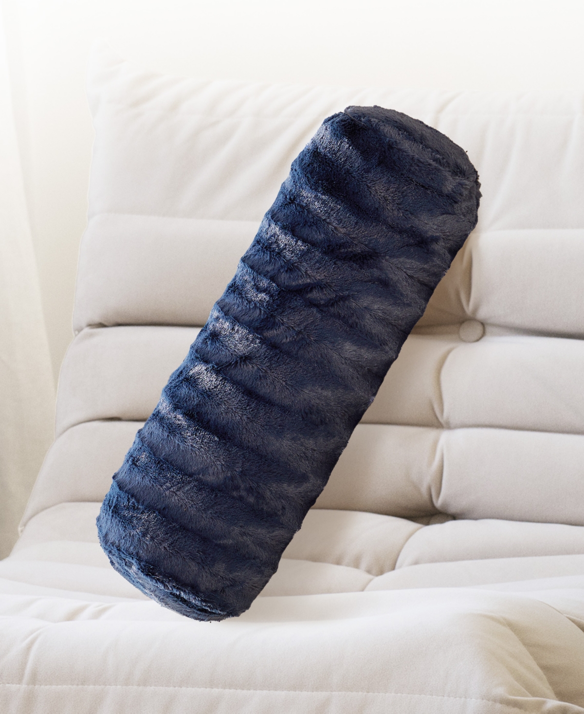 Cheer Collection Bolster Decorative Pillow Set, 8" X 24" In Blue