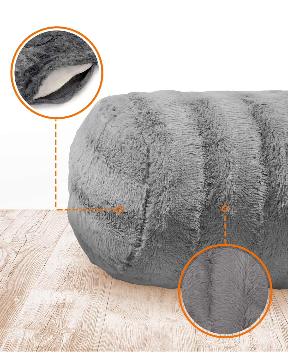 Cheer Collection Bolster Decorative Pillow Set, 8" X 24" In Gray