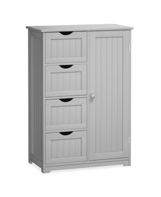 Bathroom Floor Cabinet Storage Organizer Cupboard w/ 4 Drawers Adjustable Shelf