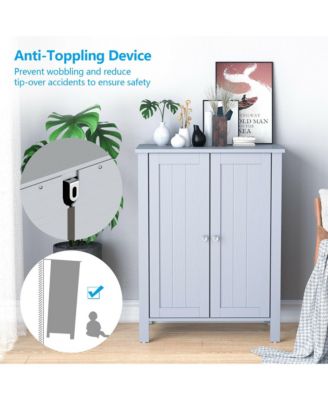 2-Door Bathroom Floor Storage Cabinet Space Saver Organizer