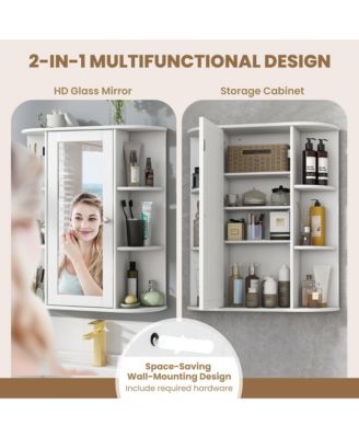 Bathroom Wall Medicine Cabinet Wall Mounted Storage Organizer w/ Mirror Door