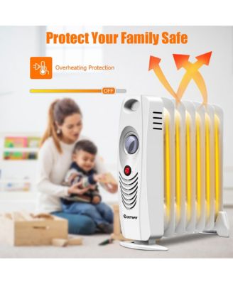 700W Oil Filled Space Heater Radiator w/ Adjustable Thermostat Home Office