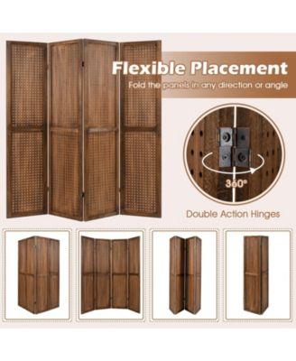 Pegboard Display with 360° Metal Hinges and Solid Wood Frame-4 Panel