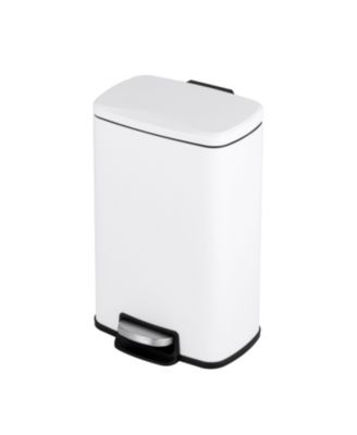 1.3 Gal./5 Liter Rectangular Matt White Step-on Trash Can for Bathroom and Office