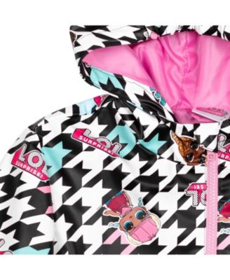 Girls Zip Up Waterproof Hooded Rain Jacket Coat