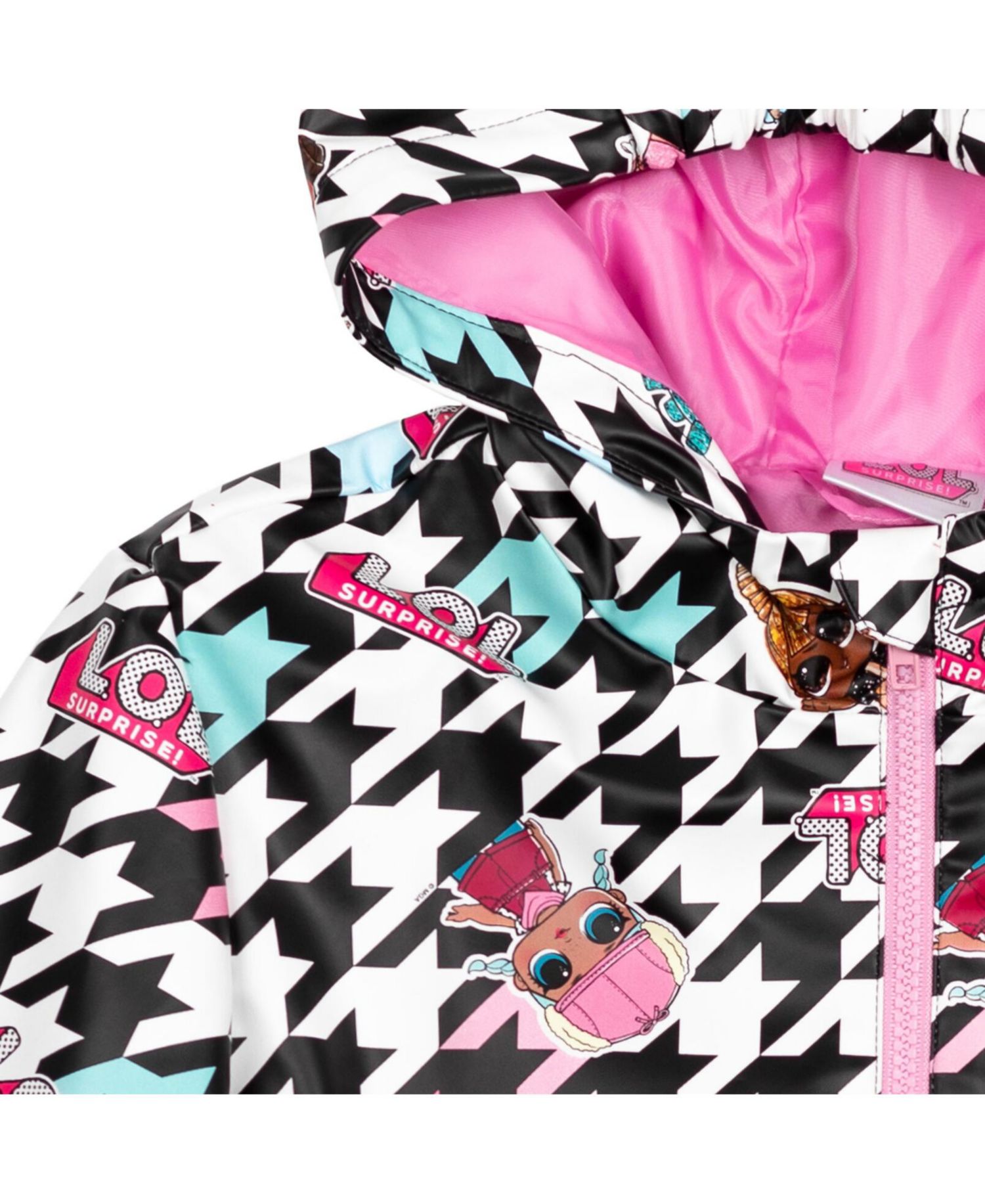 Girls Zip Up Waterproof Hooded Rain Jacket Coat