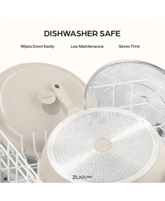 Zuka Ceramic 1.25 Qt. Ceramic 10 in 1 Nonstick Multi-Functional Saute Pan with Lid, Nylon Spoon