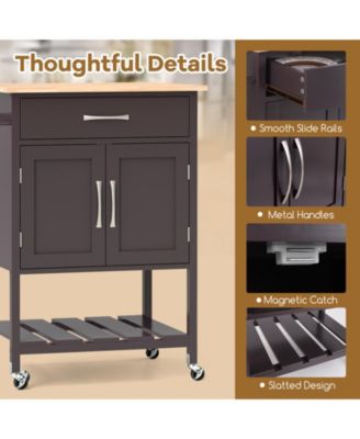 Rolling Kitchen Island Cart with Drawer and Towel Rack – Mobile Kitchen Storage and Prep Cart with Towel Holder