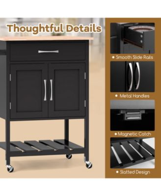 Rolling Kitchen Island Cart with Drawer and Towel Rack – Mobile Kitchen Storage and Prep Cart with Towel Holder