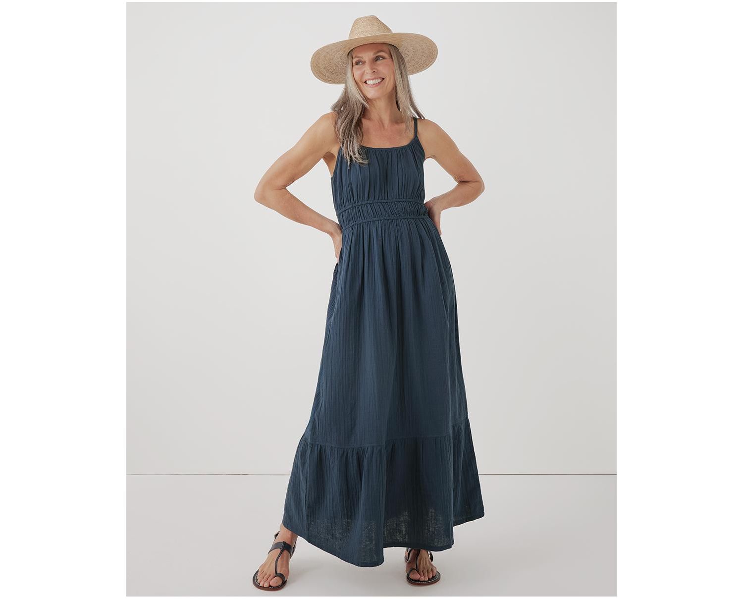 Women's Organic Cotton Coastal Double Gauze Cami Maxi Dress