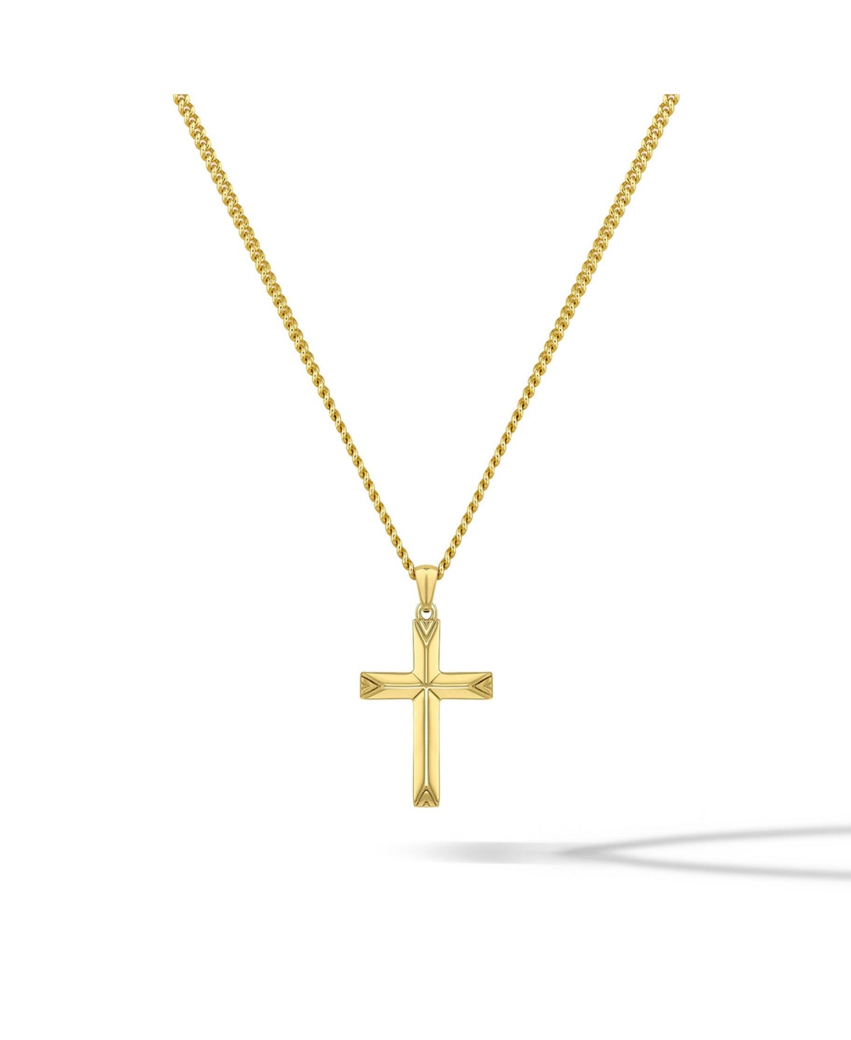 Men's Gold Cross Pendant Necklace in Stainless Steel, 22&#x22; - Gold
